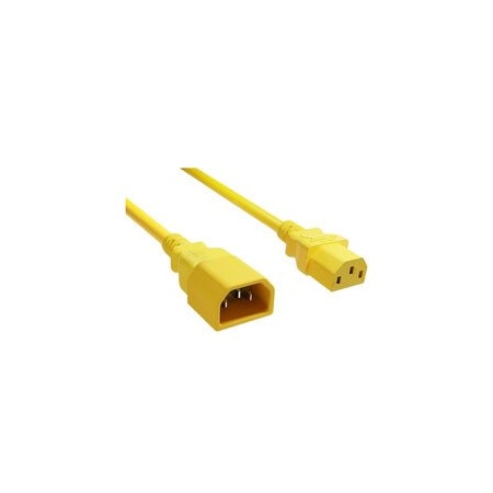 Cable Wholesale Computer / Monitor Power Extension Cord, Yellow, C13 to C14, 10 Amp, 3 foot 10W1-02203YL